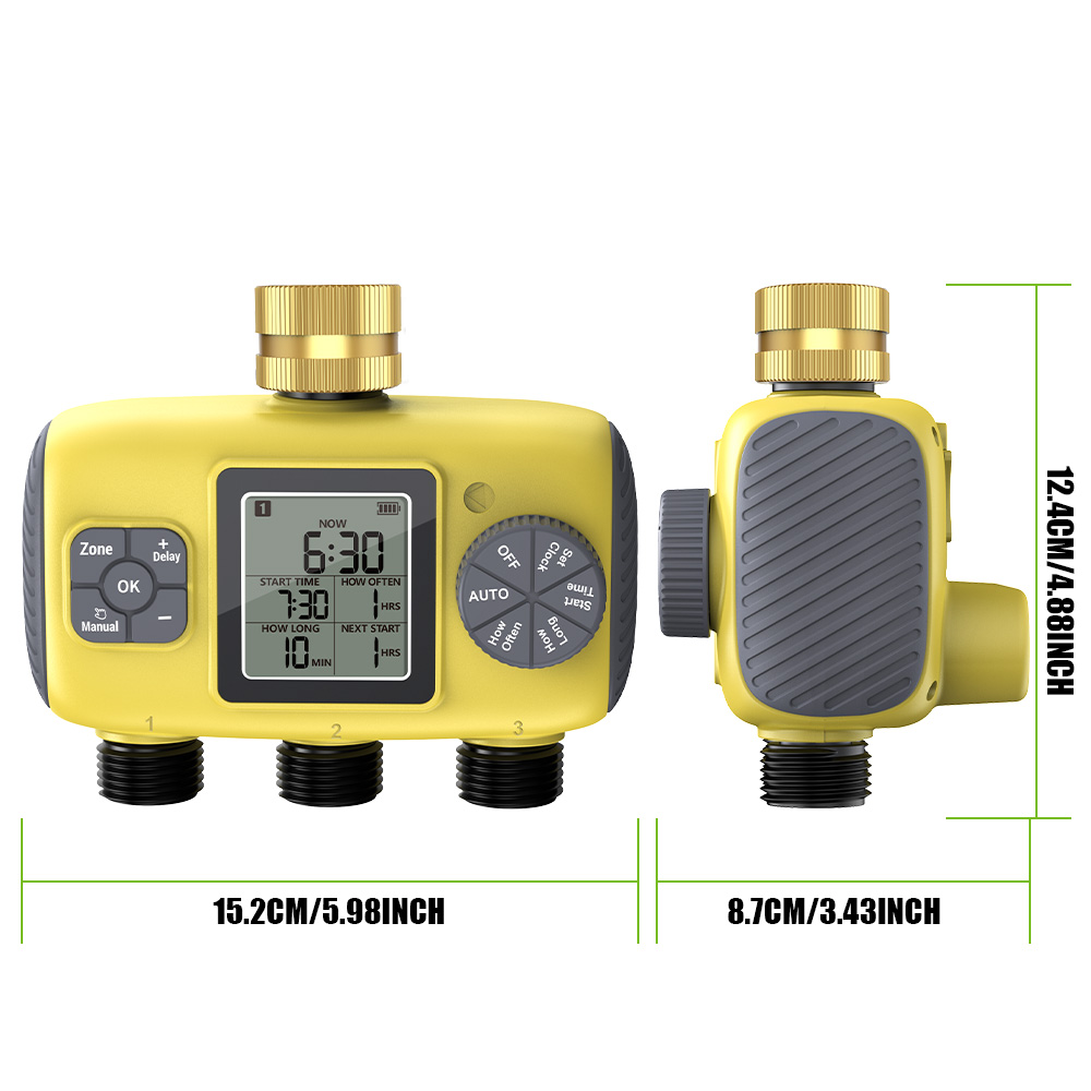 Insoma-temporizador de agua automático de 3 salidas, sistema de riego de jardín, herramientas programadoras de aspersores de Control independiente