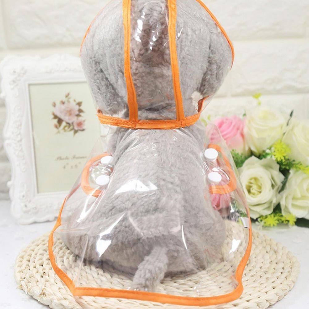 Pet Dog Puppy Waterproof Raincoat Jacket Rainwear Transparent Buttons Hood Coat