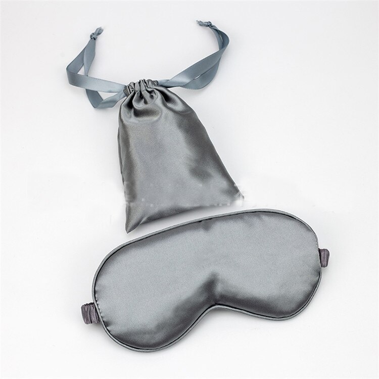 Máscara de ojos 100% seda pura de doble cara antifaz para dormir y vendar los ojos con correa elástica suave sombra de ojos para protección nocturna: Plata