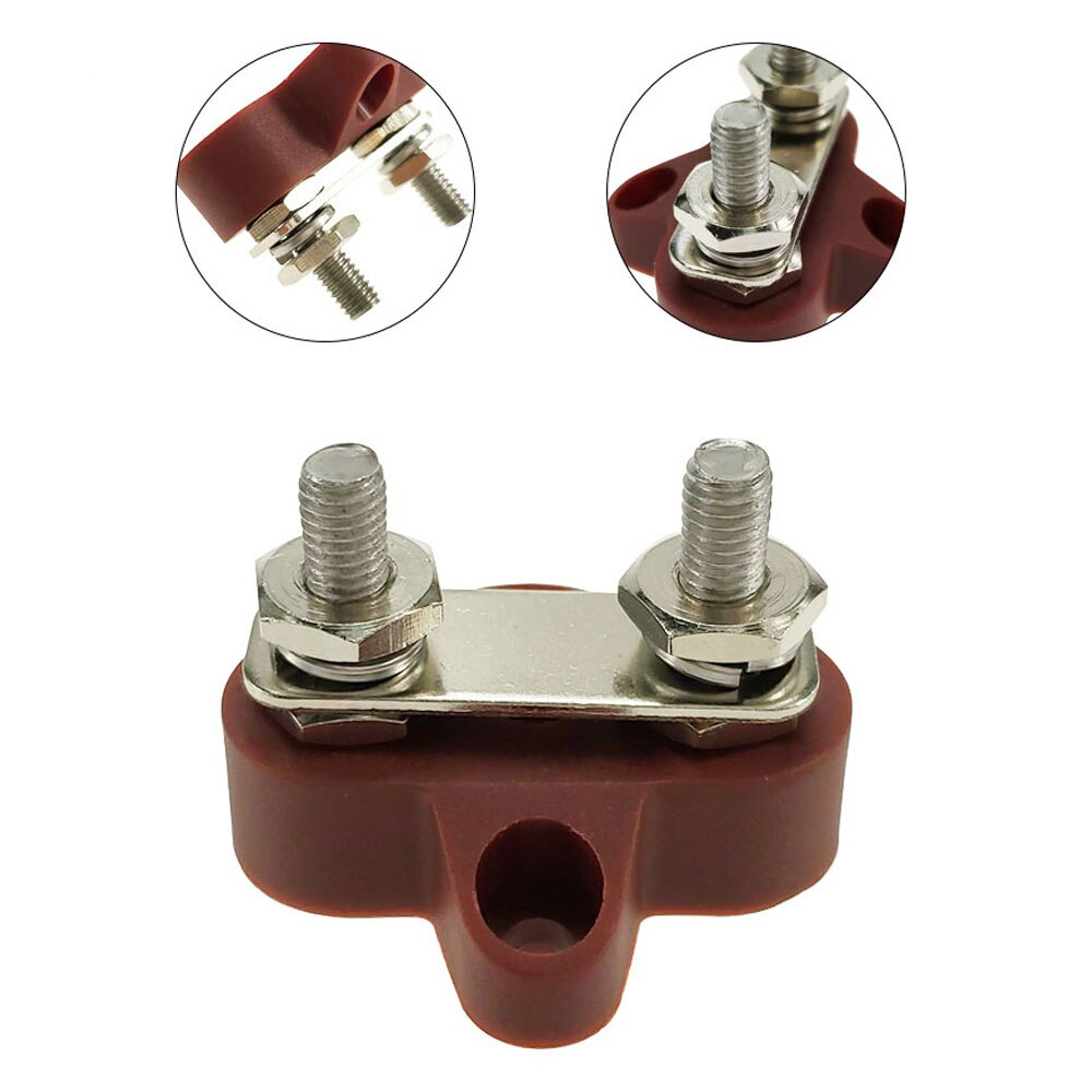 Iztoss Dual Heavy-Duty Power Terminal Blocks M6(1/4") Dual Stud Power and Ground Junction Block with Connecting Link