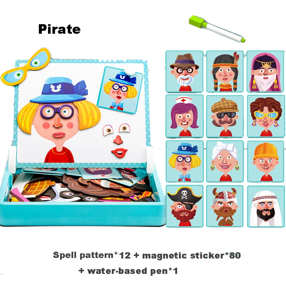 Kids Magnetic Puzzle Jigsaw Traffic Change Face Game Double-Sided Drawing Board Baby Early Education Toys For Children