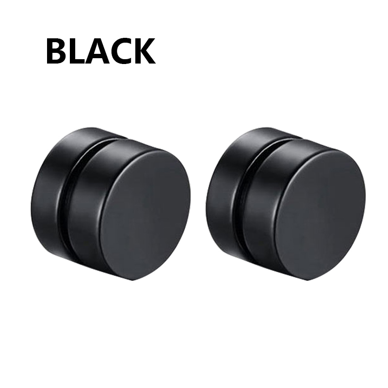 1 Pairs Crystal Strong Magnetic Ear Stud Clip Earrings for Men Women Punk Round Zircon Magnet Earrings Non Piercing Jewelry: black / Pure Gold Color