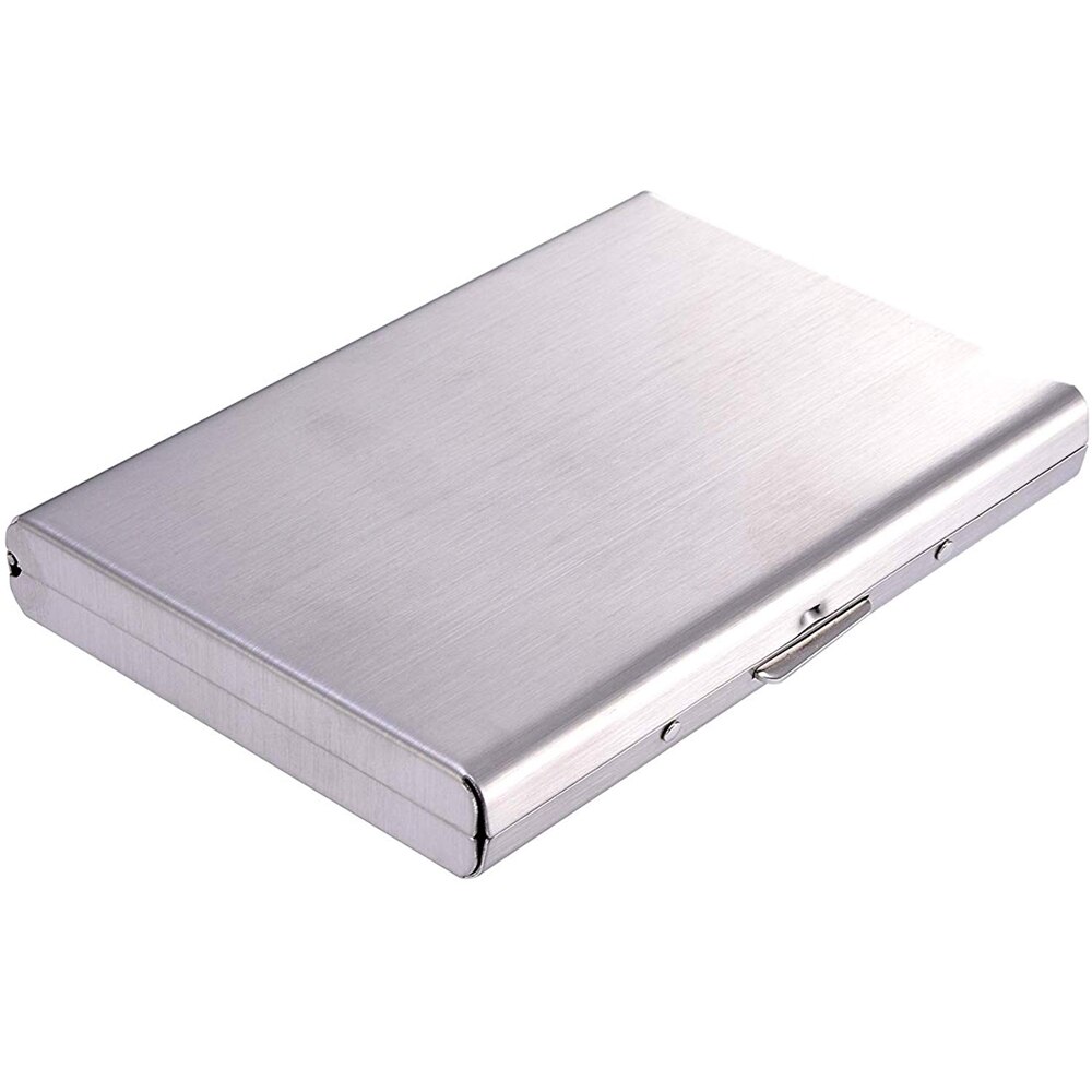 Fashionable Ultra-thin Credit Card ID Card Holder Stainless Steel RFID Stop Card Storage Folder For Mens Women: Silver