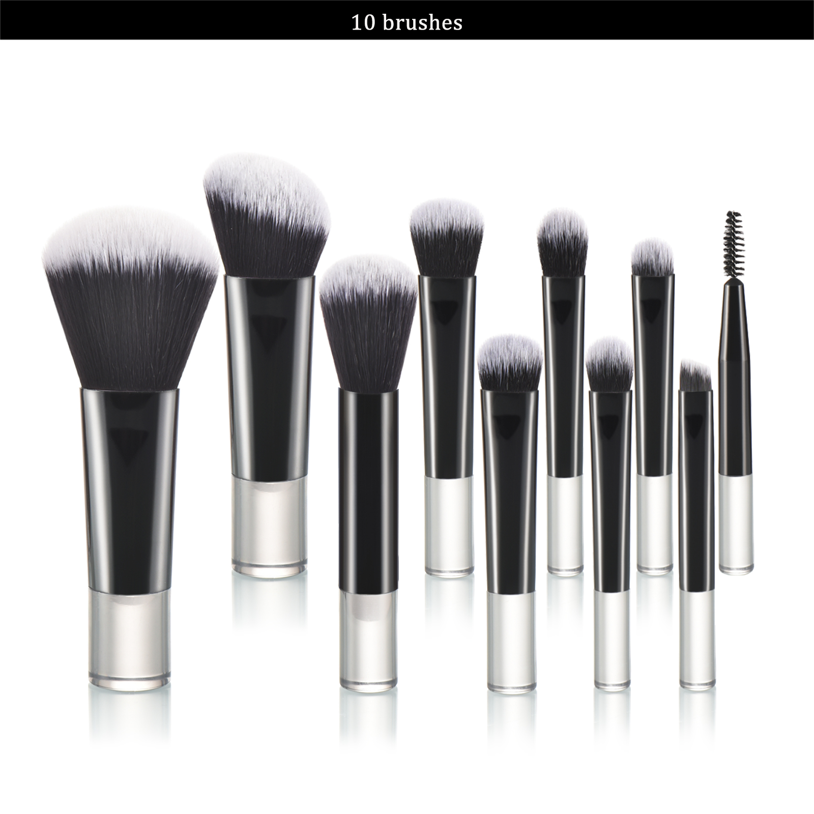 10 Mini brocha de maquillaje negra, herramienta de maquillaje portátil de viaje, esponja de maquillaje, brocha de palma, juego de herramientas de maquillaje: BLANCO