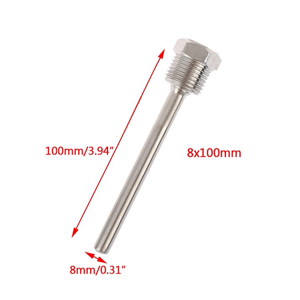 Pozzetto termometrico da 30-200 mm in acciaio inossidabile 304 con filettatura 1/2 G OD6mm Tasca per manicotto ad immersione per sensore di temperatura