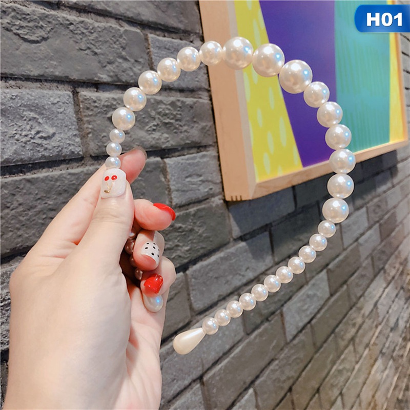 Trendy Luxury Big Pearl Headband for Women Headband Wild Personality Bezel Turban Girls Hair Headwear jewelry: HDR2608H01