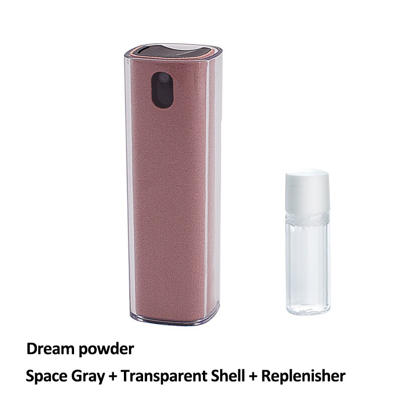 1pc beskyttelig 2 in 1 telefonskærm rengøringsmiddel spray mikrofiber klud sæt rengøring artefakt computer mobiltelefon skærm støvfjernelse: D