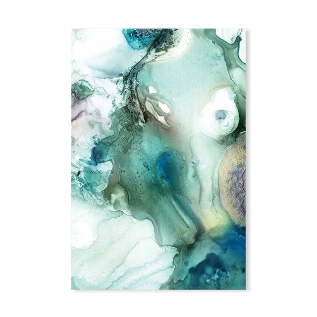 Abstrakt mintgrøn marmor vægkunst billeder lærred maleri galleri plakater og prints interiør til stue boligindretning: Blå / 30 x 40 cm uden ramme