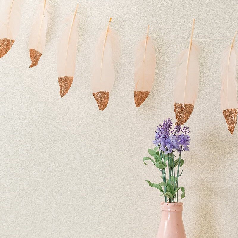 Veren slinger roségoud glitter gedoopt zachte veren banner roze & veren dromenvanger maan ster dromenvangers