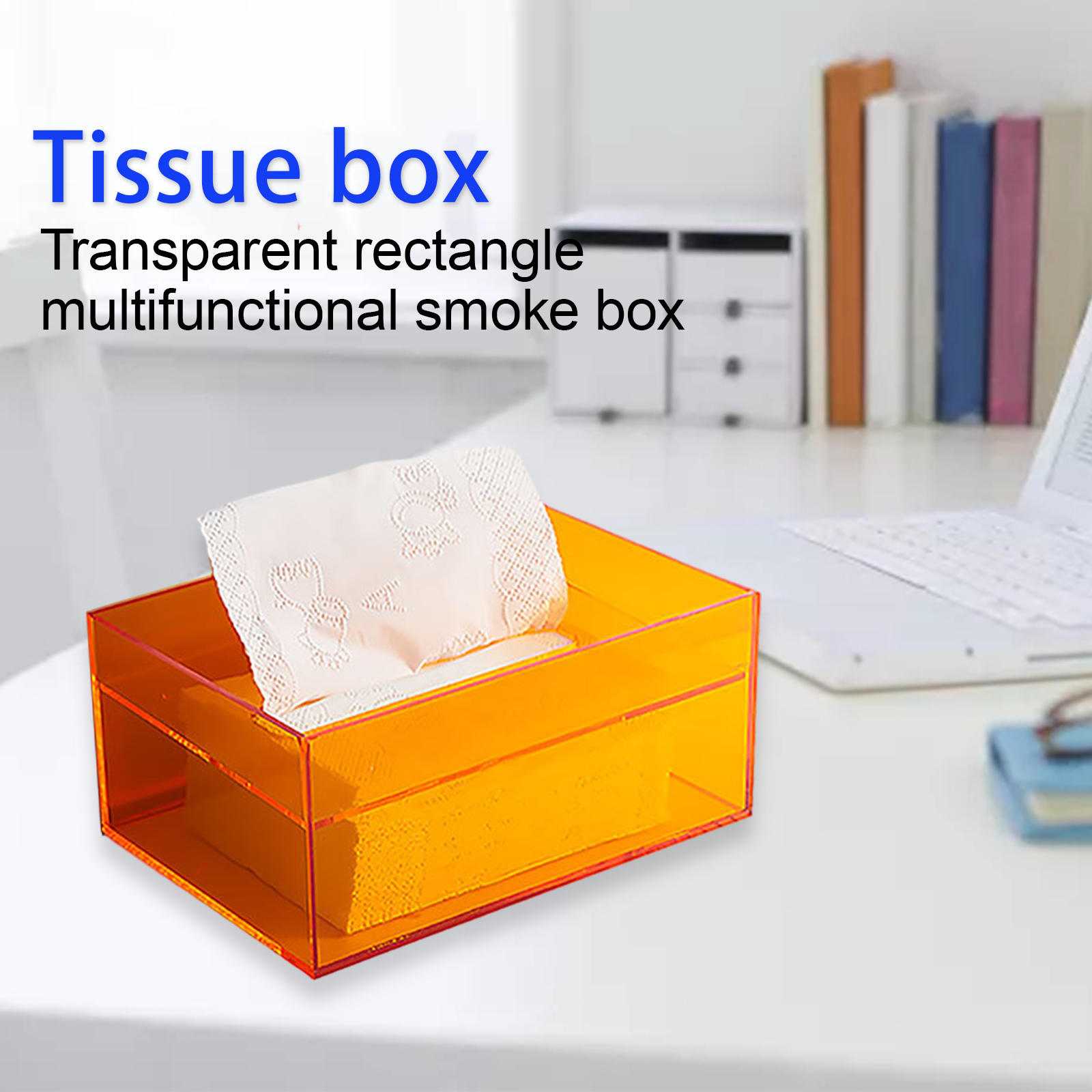 Facial Tissue Dispenser Box Portable Rectangle Storage Modern Accessories Acrylic Tissue Box Toilet Paper Box for Bathroom Home: Orange