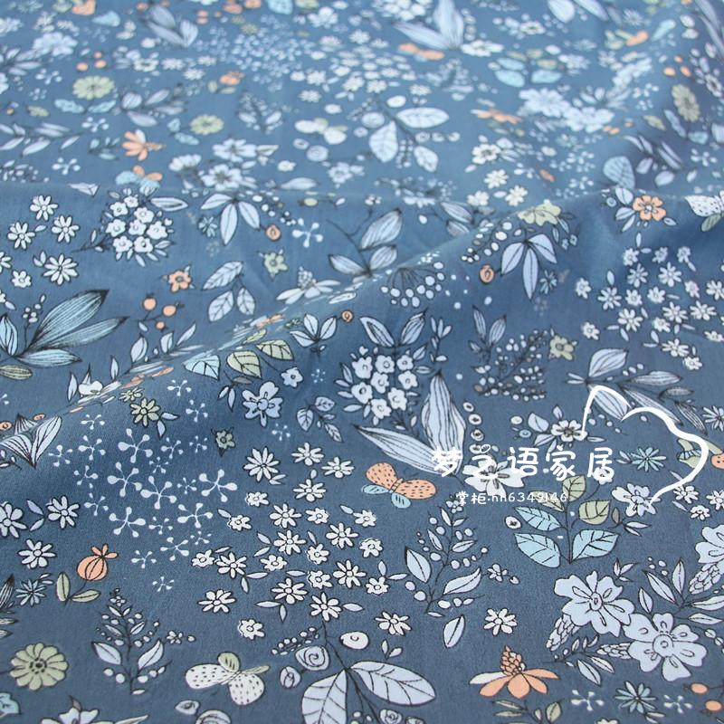 Syunss Navy Bloemen Gedrukt Twill Katoen Stof DIY Tissue Patchwork Telas Naaien Baby Speelgoed Beddengoed Quilten Tecido De Doek: B / 160x50 cm