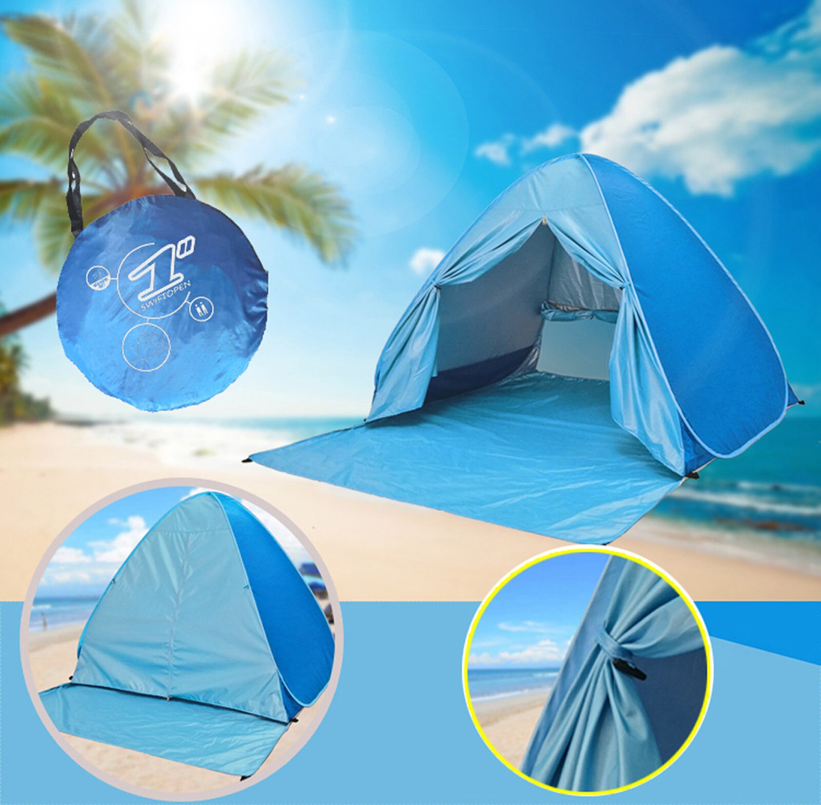 40# Automatic Set-up Camping Tents Portable Beach Shade Tent Outdoor Uv Protection Tents Multifunctional Wigwam