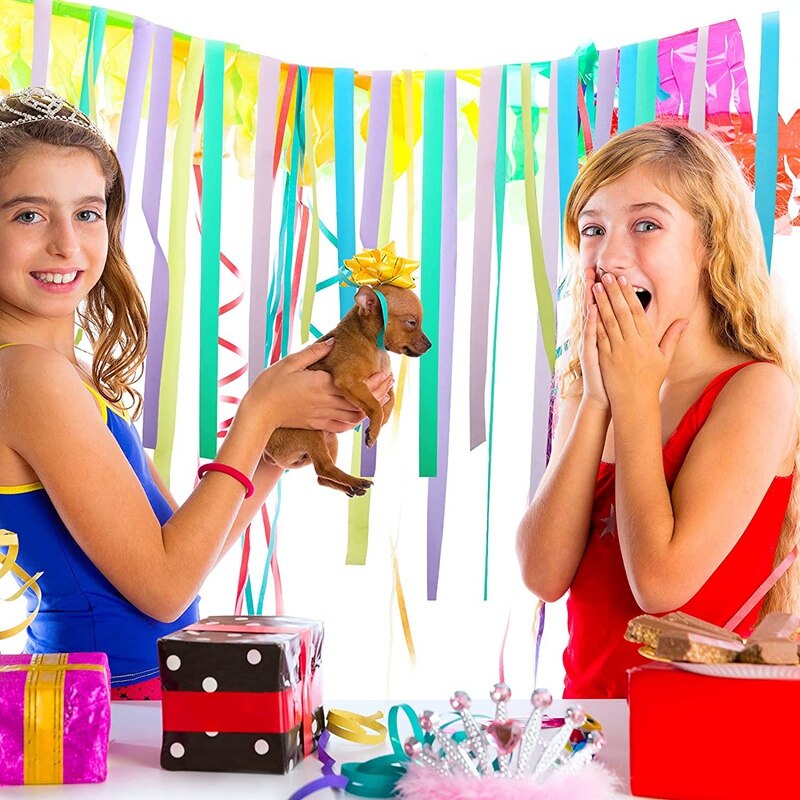 10 Rolls Pastel Rainbow Crepe Paper Streamers Birthday Party Decoration Paper For Wedding Festival Ornament Supplies