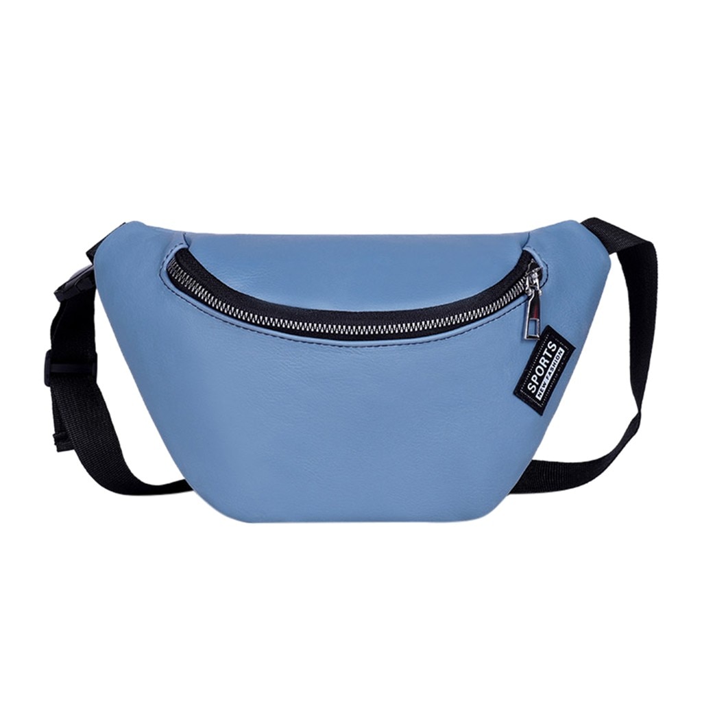 Womens Waist Bag Fanny Pack Solid PU Bag Belt Purse Chains Female Zipper Small Purse Phone Key Pouch Chest Bag