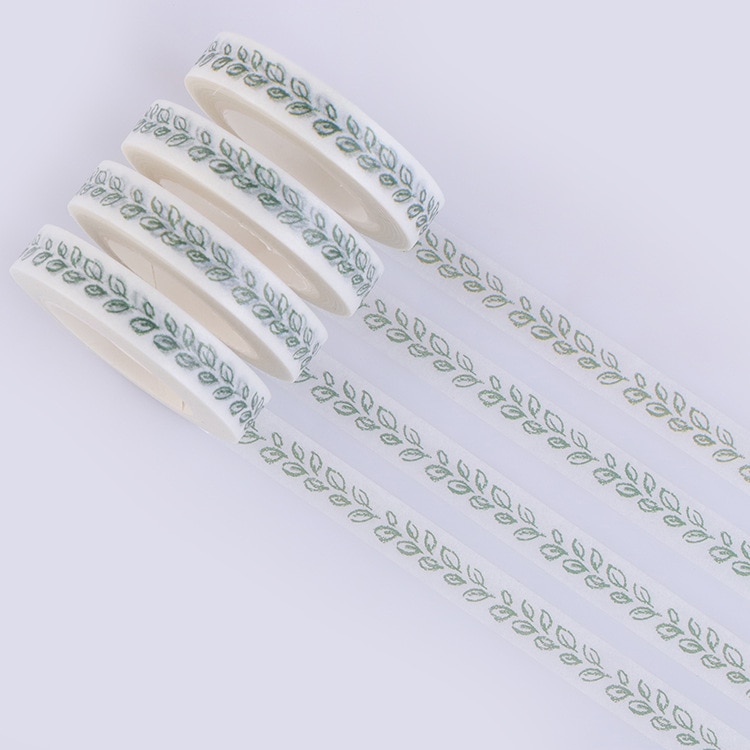 1pc 8mm*10m Green Leaf Washi Tape Good Paper Tape Cute Washi Masking Tape