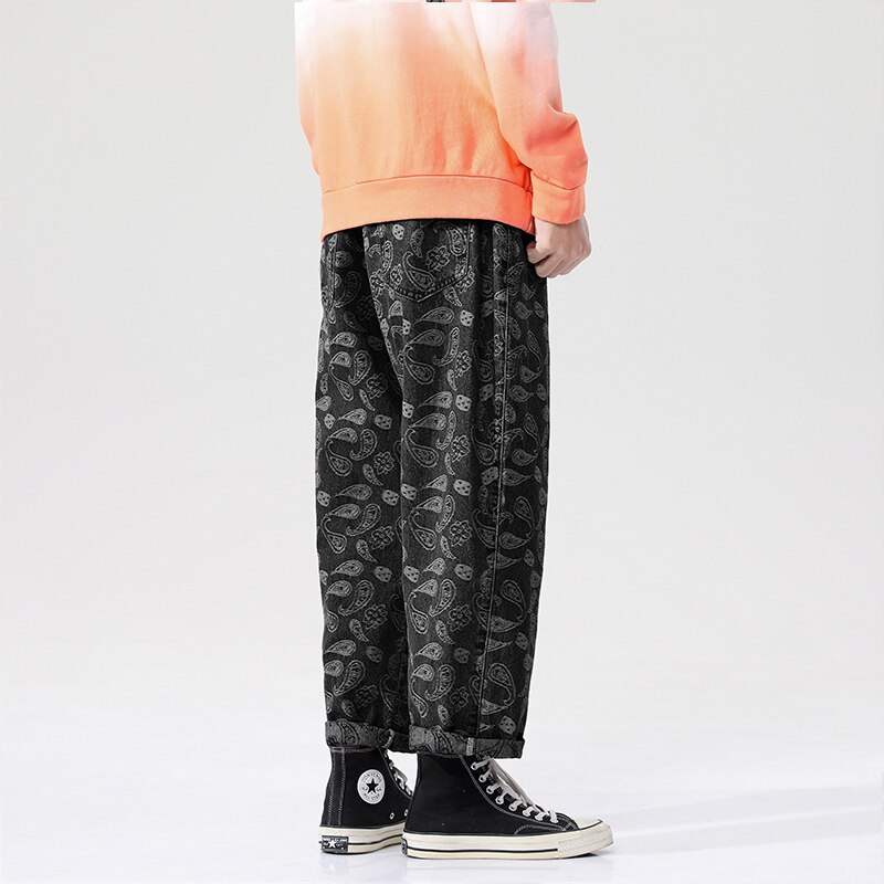 Harajuku Style Printing Men‘s Woman’s Jeans Oversized Casual Jean Pants Male Streetwear Vintage
