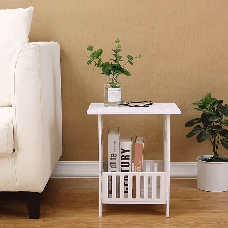 Table Basse De Chevet En Plastique Robuste - Avec Compartiment De Rangement, 41x37 Cm, Noir - 2