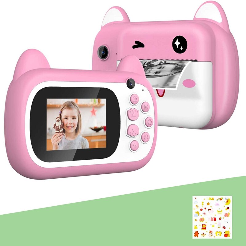 720P Instant Print Camera, Kids Digital Instant Camera Lanyard Video Camcorder, Camera for Boys and Girls