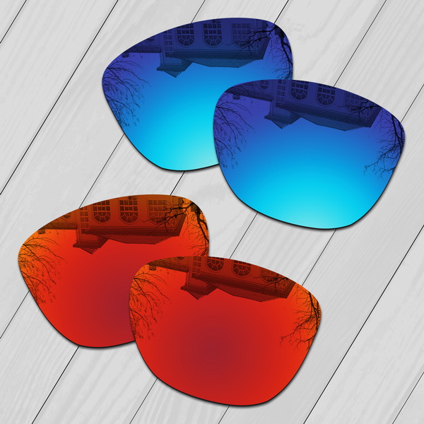 Eos polariserade förbättrade ersättningslinser för oakley frogskins  oo9013 solglasögon - flervals: Eld röd-is blå