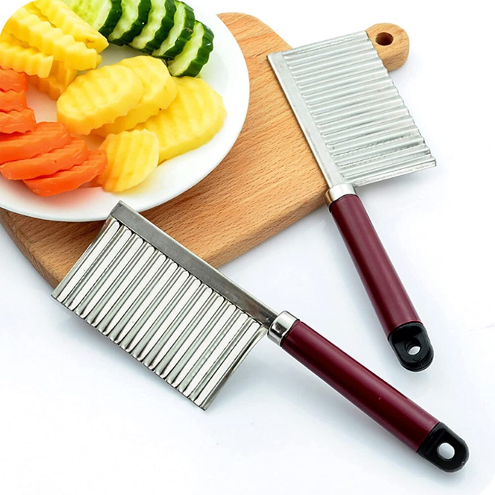 Crinkle Cutter Knife Fancy Wavy Cuts Stainless Steel for Potato Carrot Chip Vegetable French Fry Chopper Wave Slicer Accessories