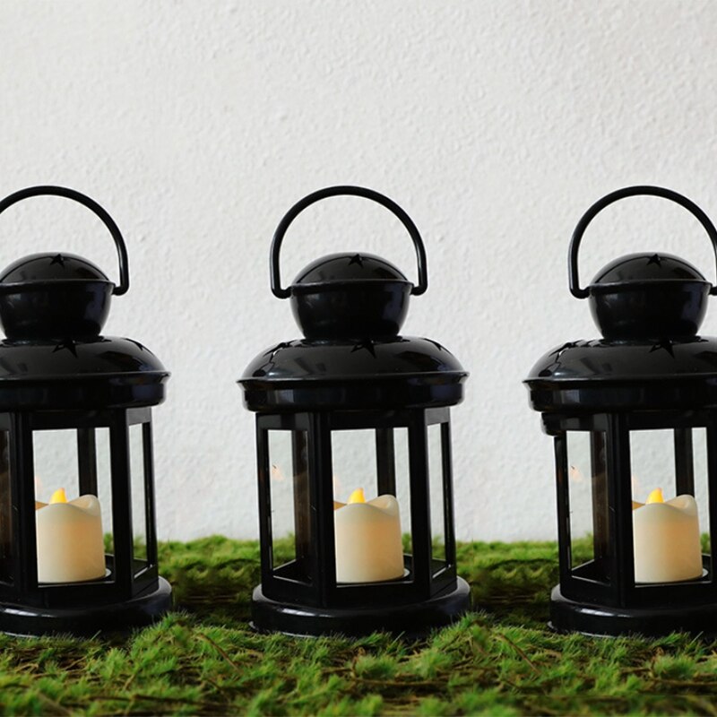 Lot de 3 avec lanternes à bougie LED sans flamme scintillantes-à piles-lanterne suspendue pour l'extérieur et l'intérieur