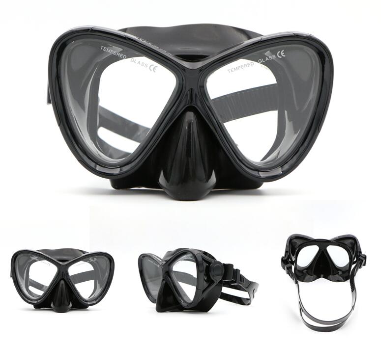 AILLOMA Wide ViSion Diving Mask Scuba Underwater Anti Fog Swimming Glasses Black Silicone Snorkeling Set For Adults Goggles: Black
