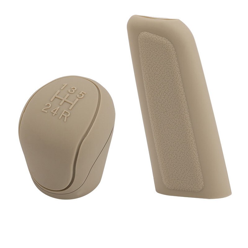Pomo de palanca de cambios de silicona para coche, cubierta de perilla de freno de mano, funda protectora de piel, estilo de coche: 2pcs(Beige)