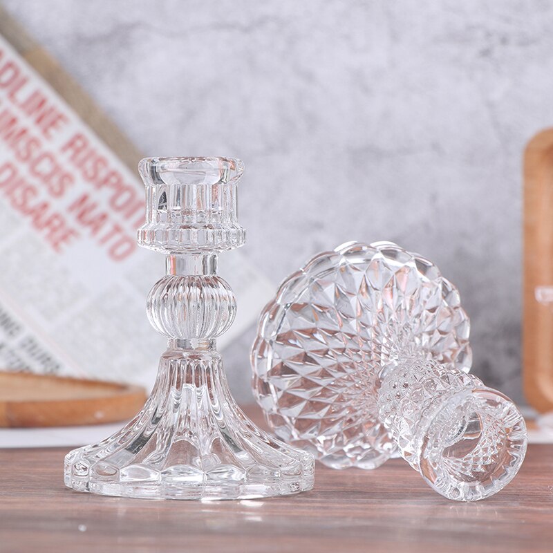 7.7 x 10cm glas ljushållare för värmeljus retro glas ljusstake romantisk fest middag bröllop dekoration heminredning