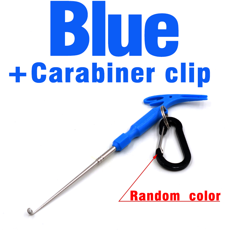 MNFT-herramientas universales de pesca para anudar clavos, removedor de anzuelos, lazo de atado rápido, herramienta Tyer y Clip de mosquetón: Blue and Carabiner