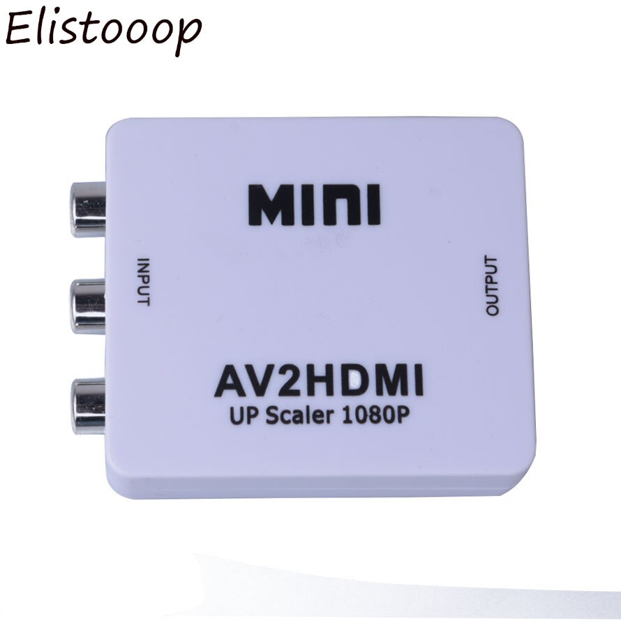 Mini AV naar HDMI Video Converter Box AV2HDMI RCA AV HDMI CVBS naar HDMI Adapter voor HDTV TV PC DVD xbox Projector: white