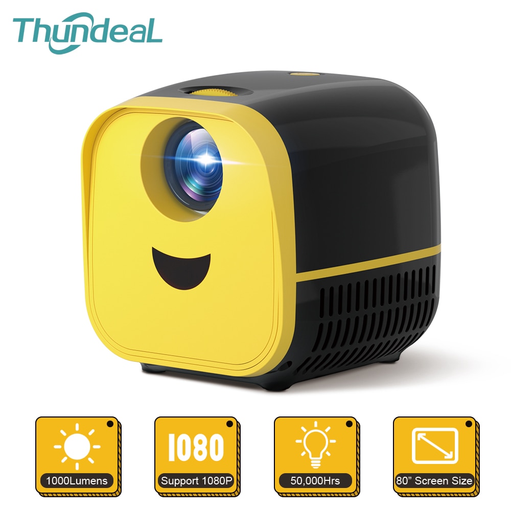 Thundeal L1 Mini Portable Projector 1000Lumen Proyector Theater at Home for 1080P Full HD Video 3D Projector Child Kids