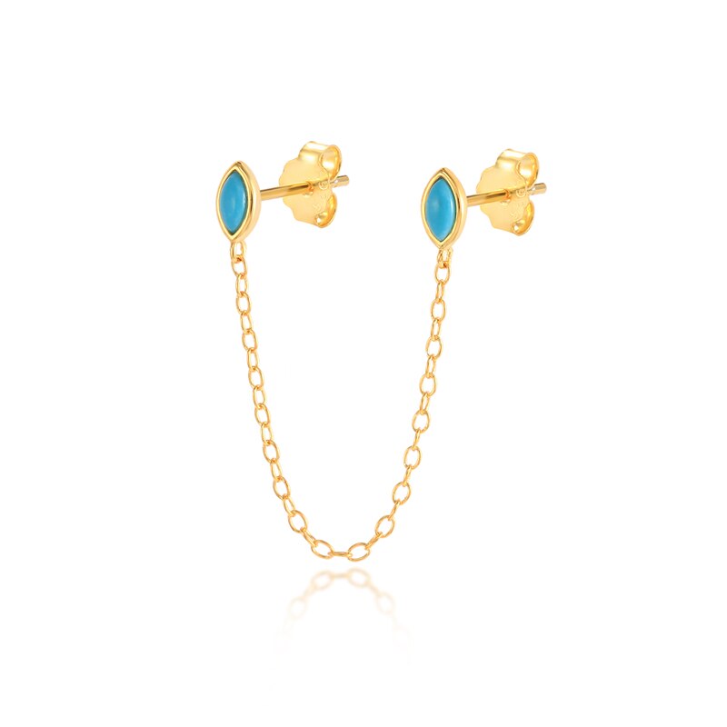Boako Trendy Real 925 Sterling Zilver Turquoise Dangle Earring Kwastje Ketting Oor Stud Voor Vrouwen Verjaardag Sieraden: 3