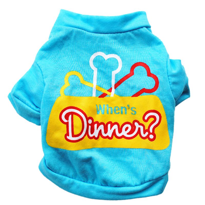 T-shirt manches courtes chien en coton | Printemps et été, coloré, petit format, T-shirt en coton, motif d'os, vêtements pour chiens