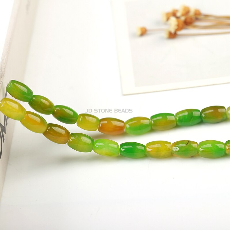 Natural Rice Shape Chalcedony Stone Beads Accessories For Jewelry Making Smooth Loose Colorful Gem Stone Beads