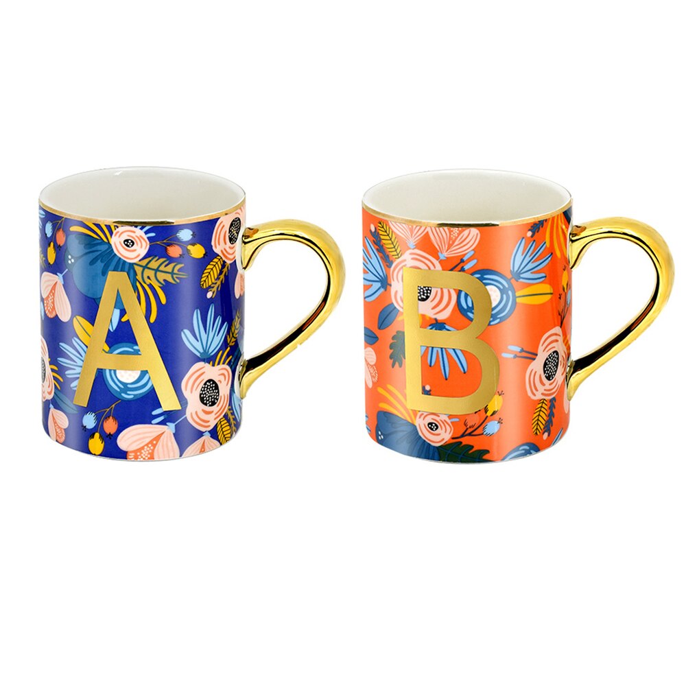AIXZ 2Pcs/Set Mugs Ceramic Mug Coffee Cup 350 ML 470 ML Large Capacity Tea Mug Couple Lover For Friend: 350ML AxB