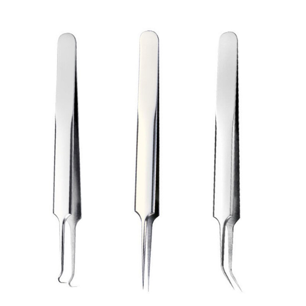 1 pièces pince à épiler professionnelle 3 modèles pour Nail Art/soins du visage/Extension de cils point noir acné défaut bouton supprimer les outils