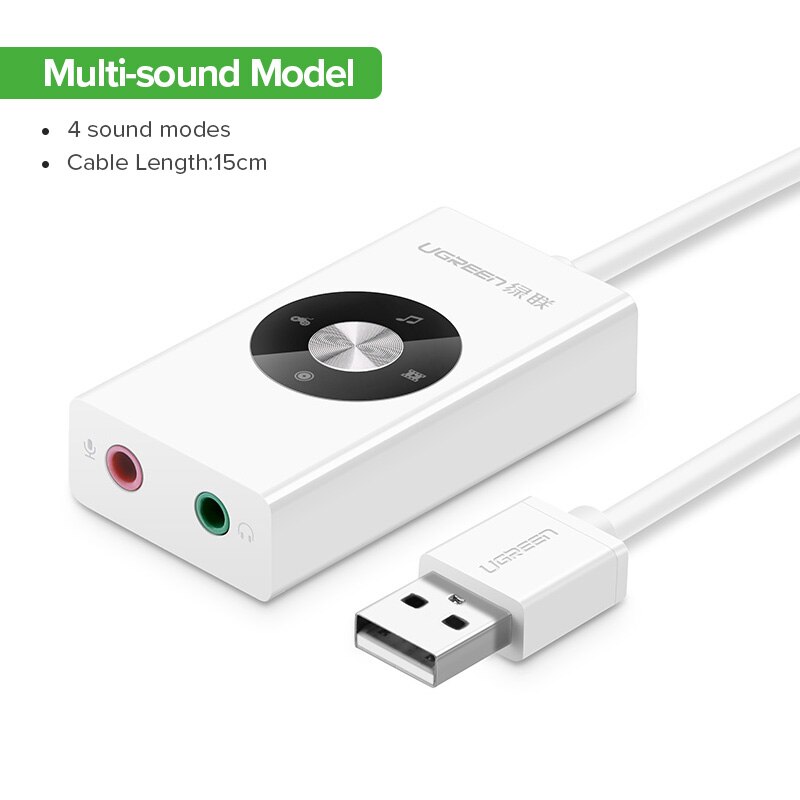 Ugreen External USB Sound Card Audio Jack 3.5mm Cable Adapter For Laptop Windows Mac Linux Headset Adjustable Volume Sound Card: Multi-function 2