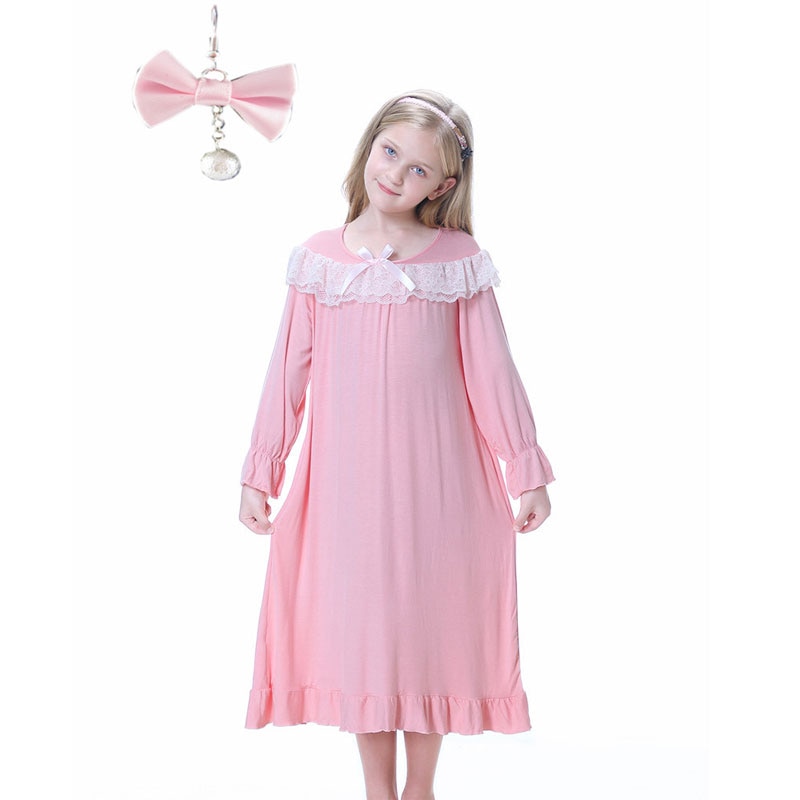 Camisón para niña de 2 a 10 años, pijamas para niños y adolescentes, ropa de dormir para el hogar, camisón de manga larga, vestido de noche,