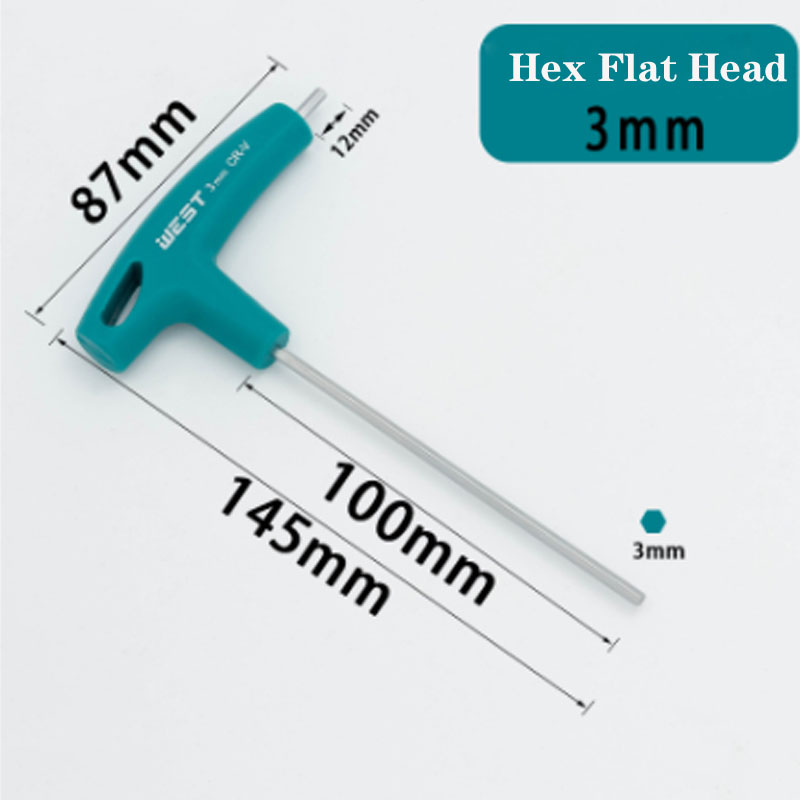 T-Handle Spanner Allen Key Hex Wrench Cr-v Alloy Flat Head Hexagon Universal Screwdriver Hand tool Universal Quick Snap Adapter: 3mm-1PCS
