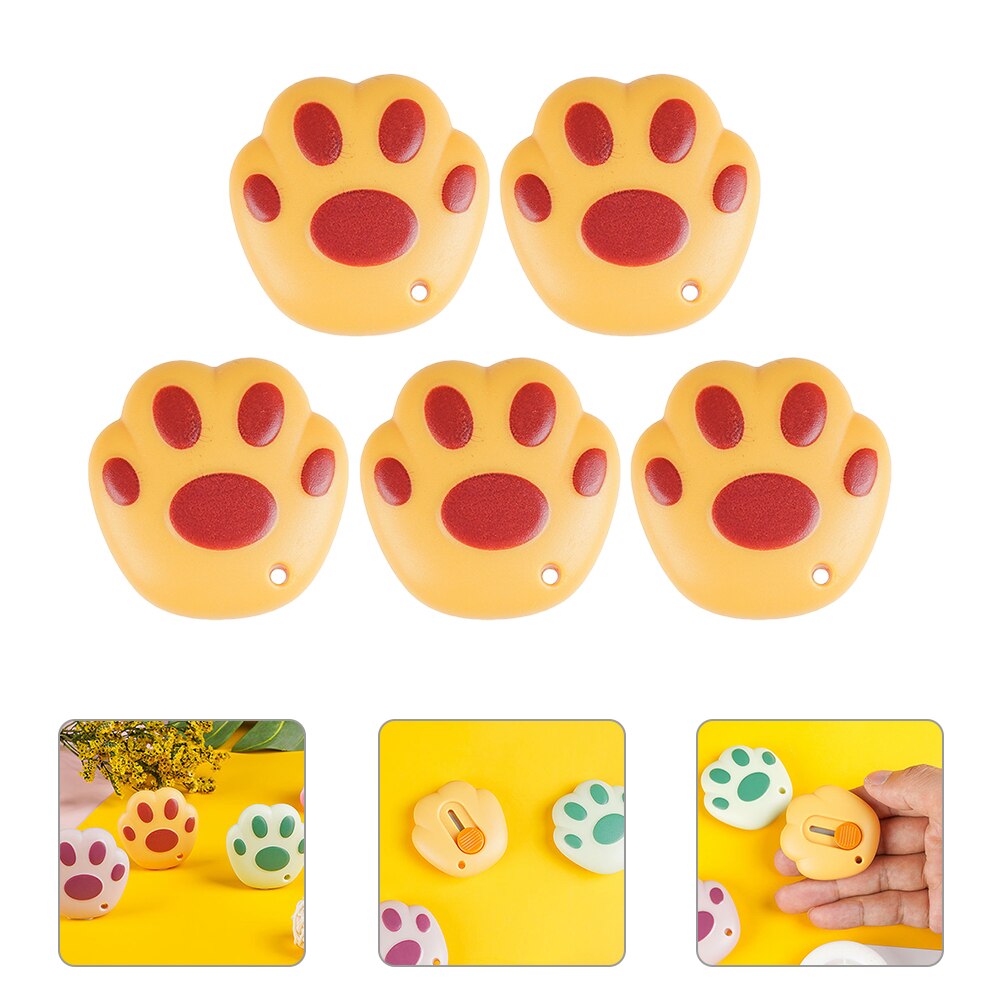 5Pcs Cartoon Utility Cutter Retractable Box Cutter Package Mini Opener (Yellow)