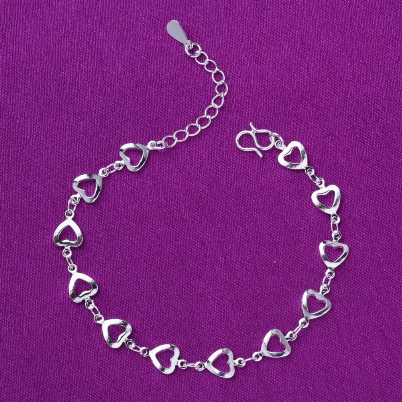 Kofsac Mode 925 Sterling Zilveren Enkelbandje Voor Vrouwen Romantische Holle Liefde Hart Verbonden Voet Sieraden Lady Party Accessoires