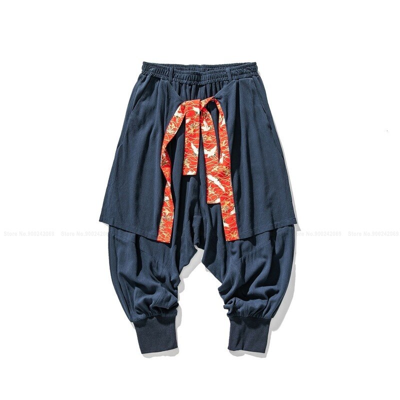 Japanese Retro Loose Harajuku Style Hip Hop Bloomers Oriental Clothing Chinese Style Streetwear Casual Men Harem Pants Trousers