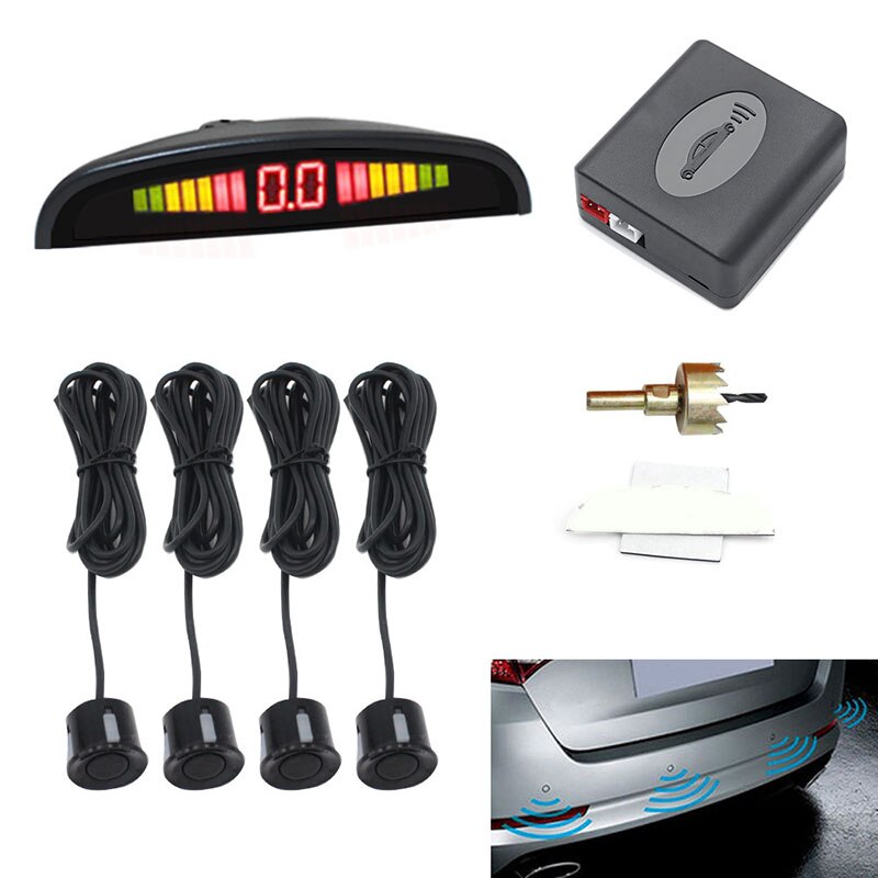 4 sensores de carro plana estacionamento sensor automático reverso back up detector sistema com