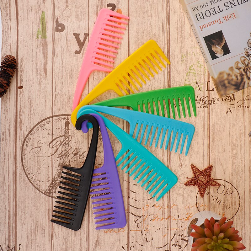 Peines grandes de diente ancho con mango de gancho para desenredar, reducir la pérdida de cabello, peine, peluquería