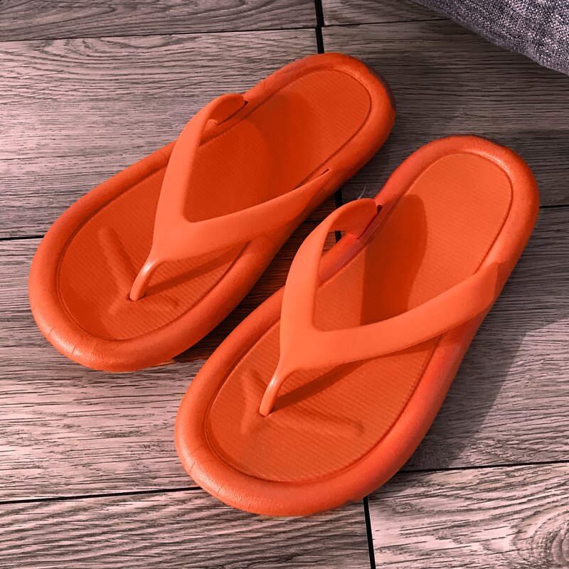 Thick Bottom Women Slippers Female Soft Japanese-style Flip Flops Girl Home Office Indoor Room Shoes Ladies Black: Orange / 40-41