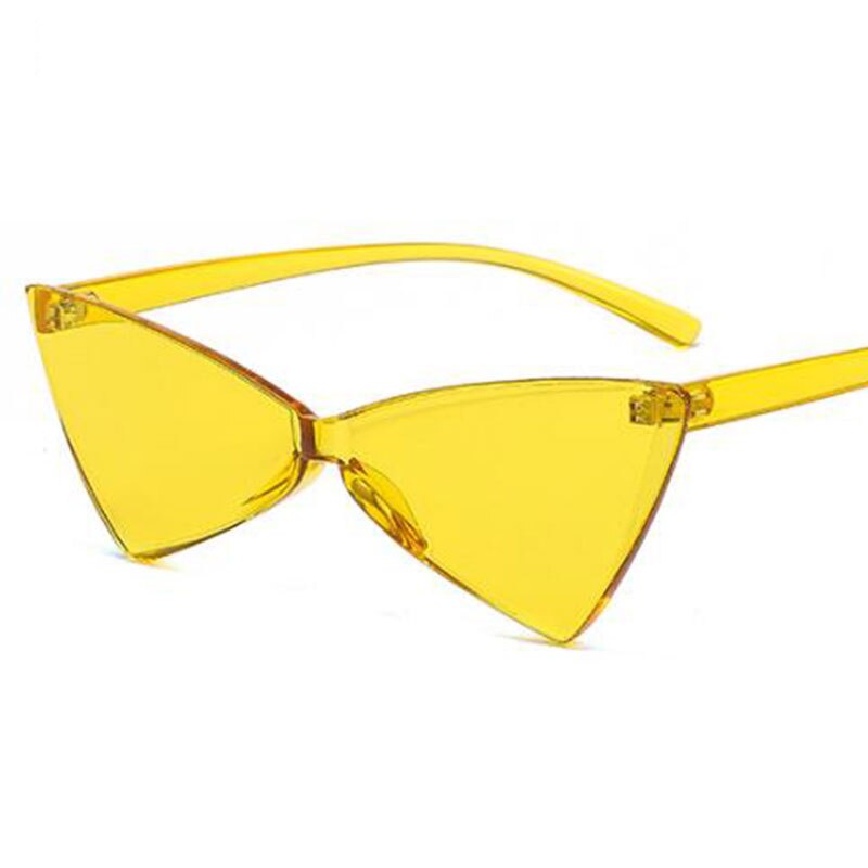 Plastic cat eye Driehoek zonnebril vrouwelijke candy kleur retro vintage bril randloze groene zonnebril vrouwen een stukken eyewear