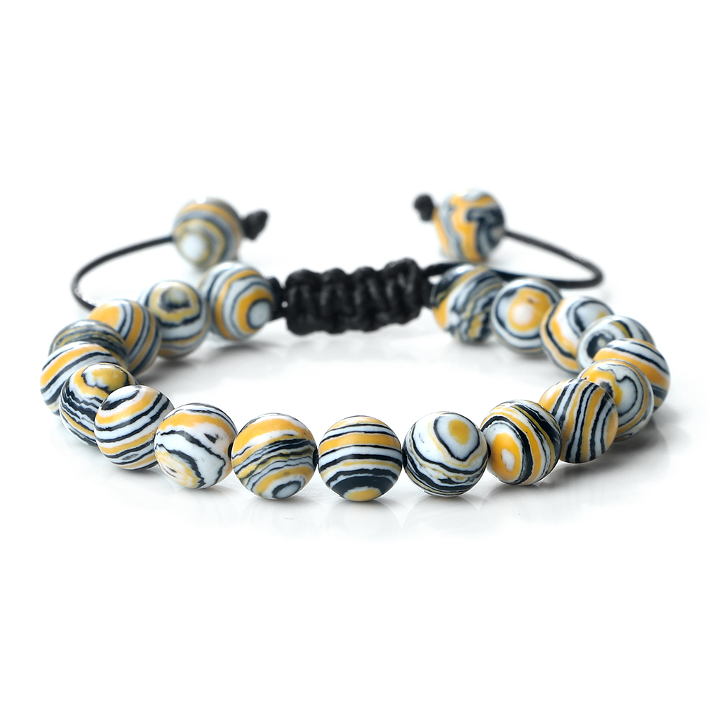 Colorful 8mm Malachite Braided Bracelet Women Men Adjustable Couple Bracelet&Bangles Friendship Pulsera Jewelry: Vermeil