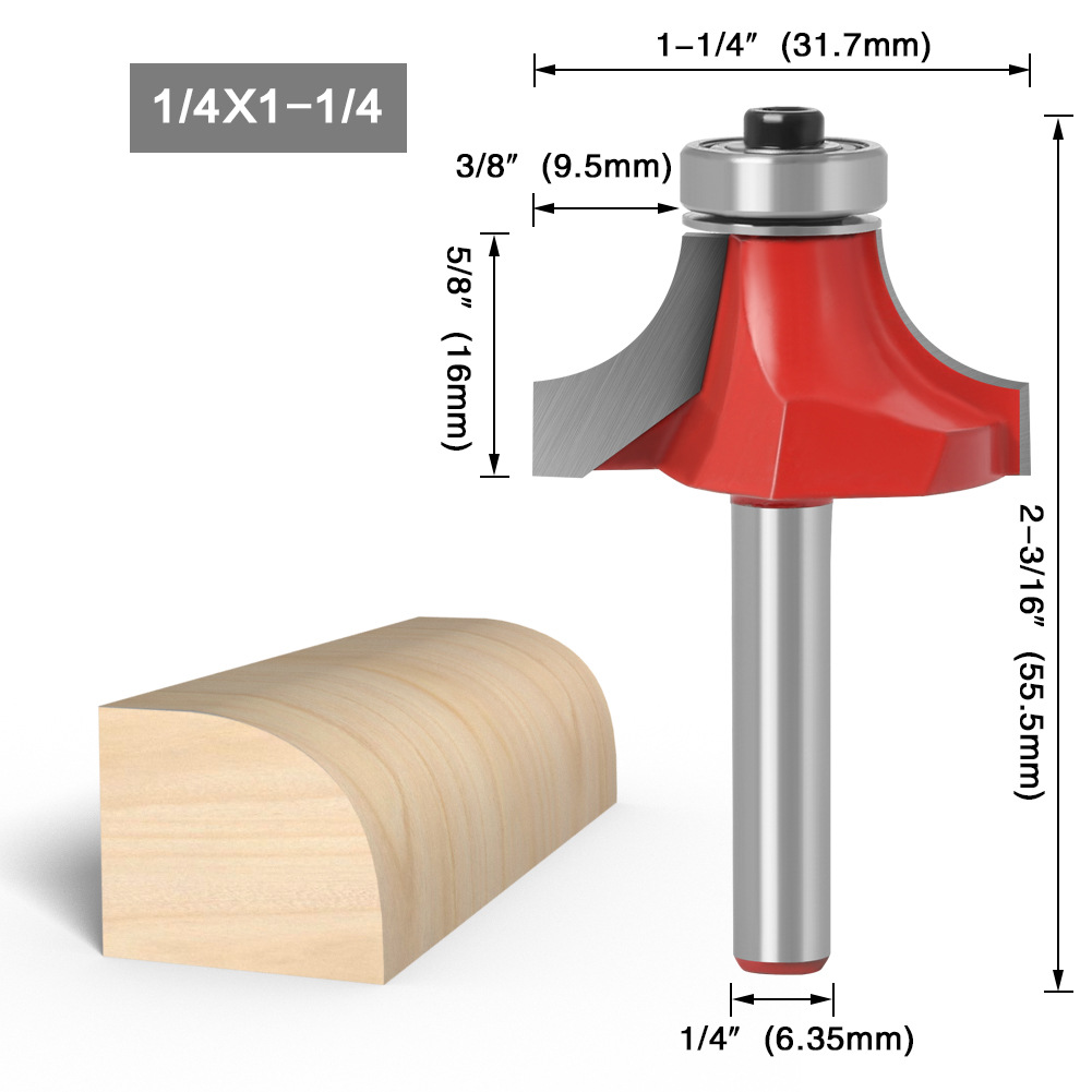 1/4 6mm Shank Corner Round Over Router Bit with BearingMilling Cutter for Wood Woodwork Tungsten Carbide Milling Cutter: 06