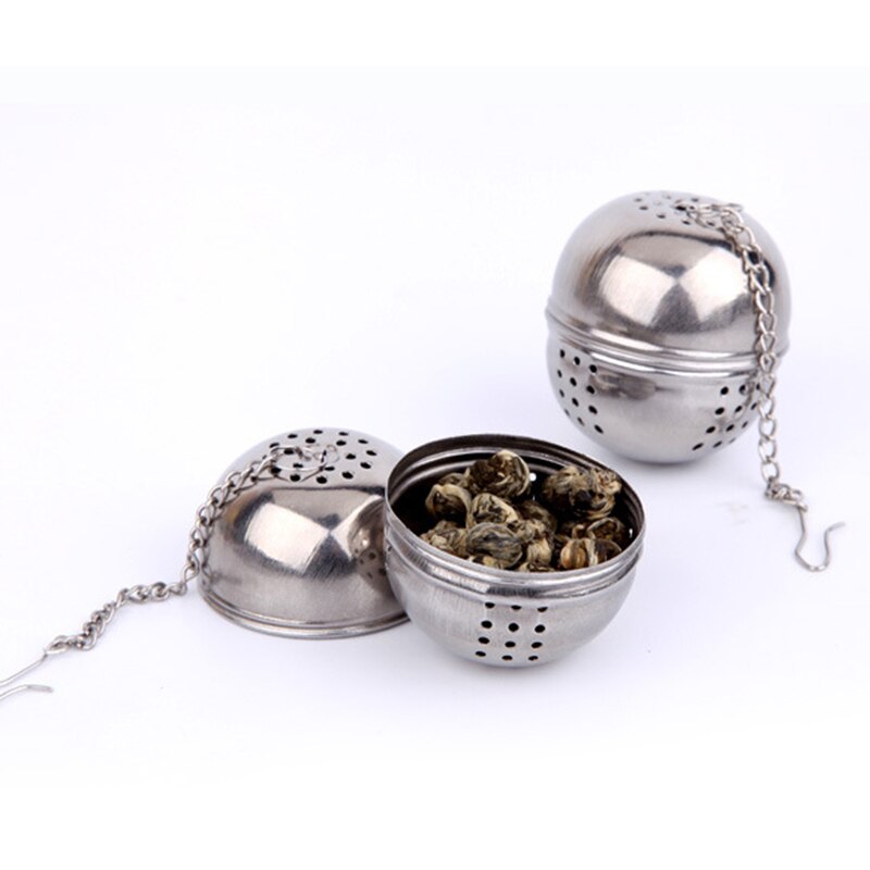 Gjenbrukbart rustfritt stål ball te infuser mesh filter sil ts skvis sil metall håndtak skje kjøkken tilbehør