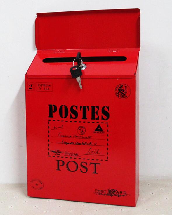Metalen Brievenbus Met Slot Muur Suggestie Doos Koffie Winkel Decoratie Bruiloft Bar Postbus Brief Mail Box Woondecoratie: red 1